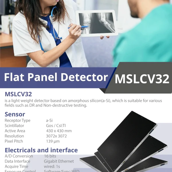 Equipo médico Medsinglong de 17x17 pulgadas Detector de panel plano de rayos X DR digital con cable B.S.D.CV32
