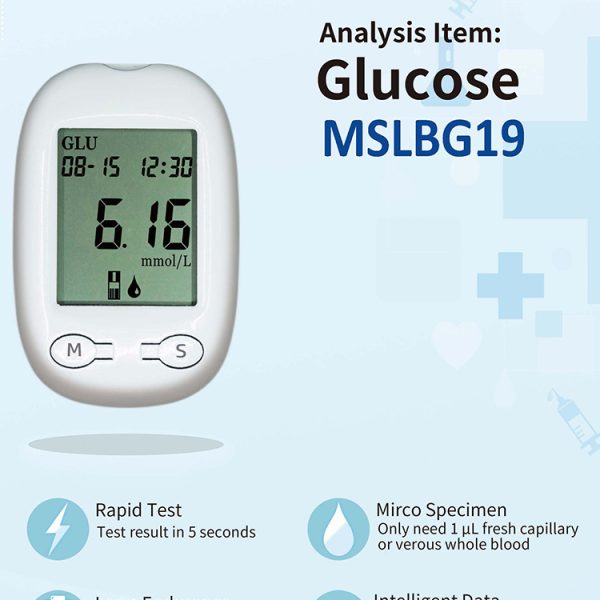 Pruebas seguras, precisas y fáciles de diabetes o colesterol ácido úrico sin invasión con medidor de glucosa en sangre B.S.D.BG19.