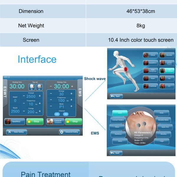 máquina de terapia de ondas de choque estimulador muscular EMS masajeador de cuerpo y pies EMS Equipo de fisioterapia B.S.D.CD488