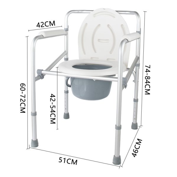 Silla de baño plegable de aleación de aluminio ajustable Silla de inodoro para mujer embarazada, anciana y discapacitada Silla de inodoro B.S.D.KF401
