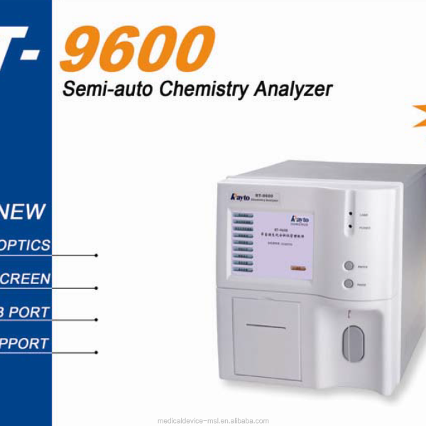 Certificado CE Rayto 9200 Máquina de análisis clínico de laboratorio de sangre Incubadora Analizador bioquímico semiautomático RT-9600