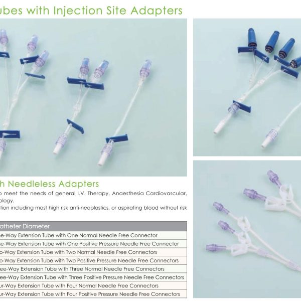 Tubo de extensión de cuatro vías CE e ISO con cuatro conectores sin aguja neutros sin aguja B.S.D.D831