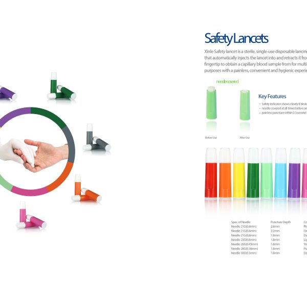 Materiales médicos desechables multicolores estériles 23G 1.8mm lancetas de seguridad para extracción de sangre B.S.D.D896