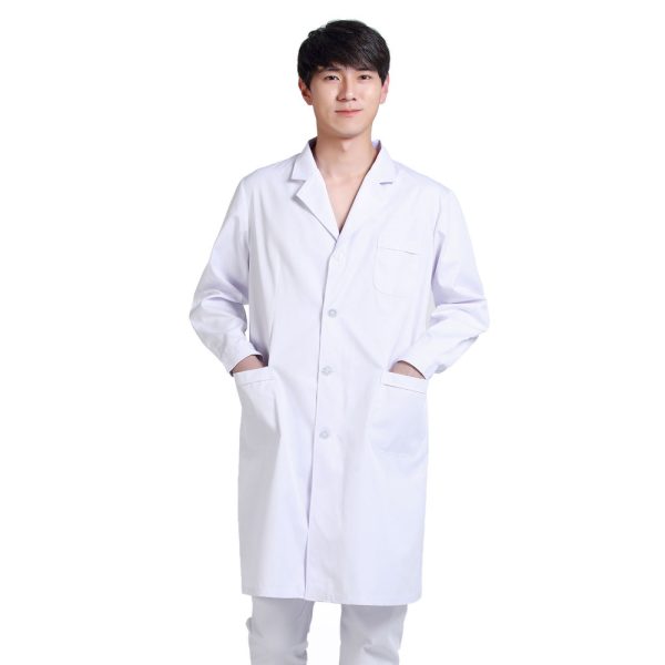 Bata de laboratorio médico para hombre personalizada con bolsillos interiores Bata de laboratorio de médicos blanca MSLGAL707