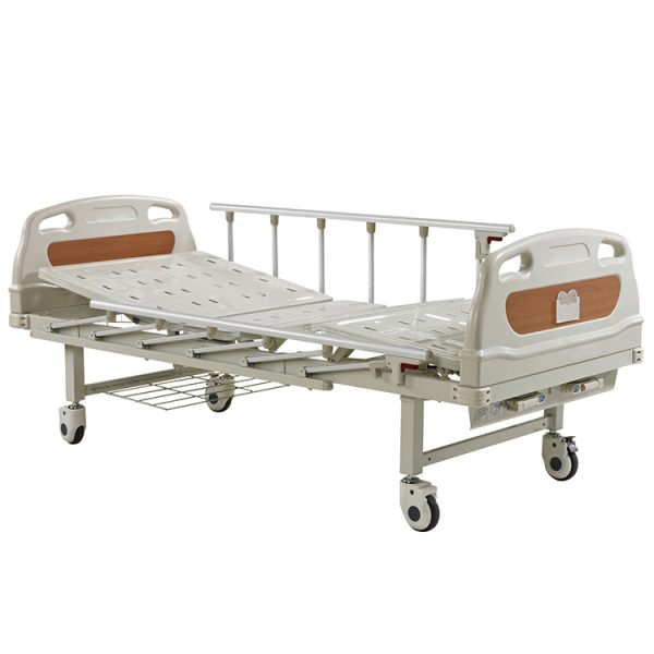 Camas de hospital móviles médicas de clínica de dos manivelas manuales usadas con cabecero y piecero de ABS MSLHB02