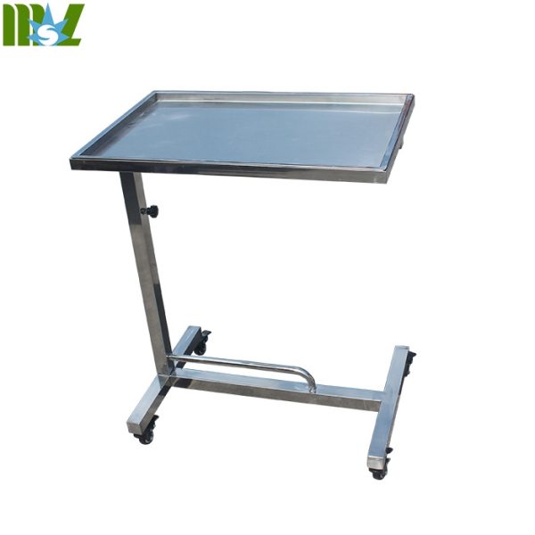 Carro médico de acero inoxidable. Mesa móvil simple para instrumentos quirúrgicos.