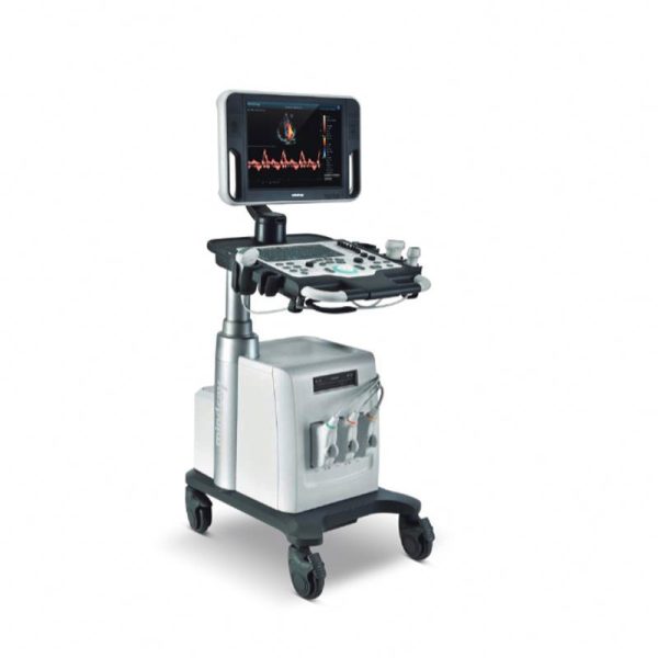 Equipo de ultrasonido Doppler en color tipo carro Mindray DC-26 con transductor convexo lineal y transvaginal DC-26.