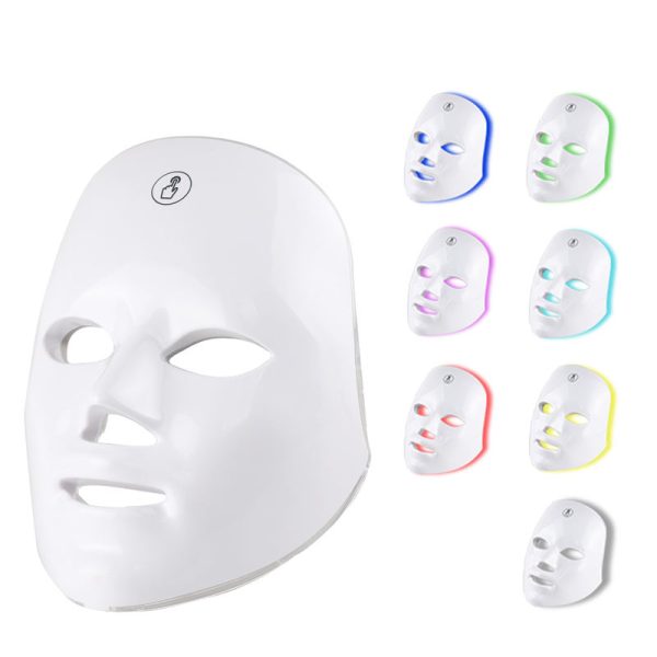 Lámpara de terapia de luz de fotones LED rojos de infrarrojo cercano antienvejecimiento de 7 colores para el rostro.
