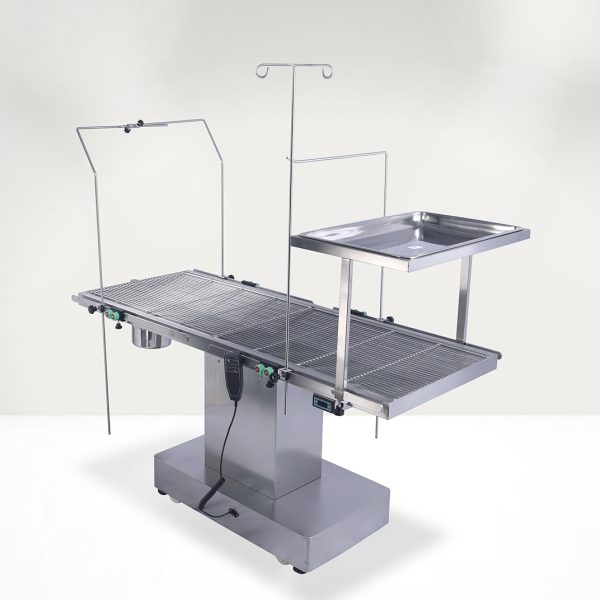 Mesa de operaciones basculante de acero inoxidable de dos vías para uso veterinario MSLDWL16
