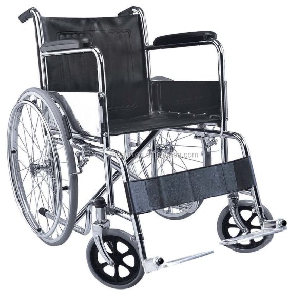 Mejor precio Silla de ruedas de acero para inodoro para uso hospitalario silla de ruedas manual B.S.D.702B