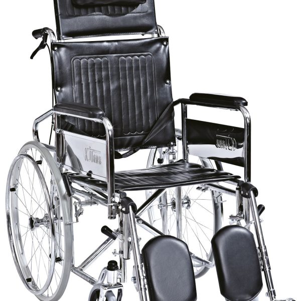 Silla de ruedas Silla reclinable con respaldo ajustable para el hogar Silla de acero con inodoro MSLKF136